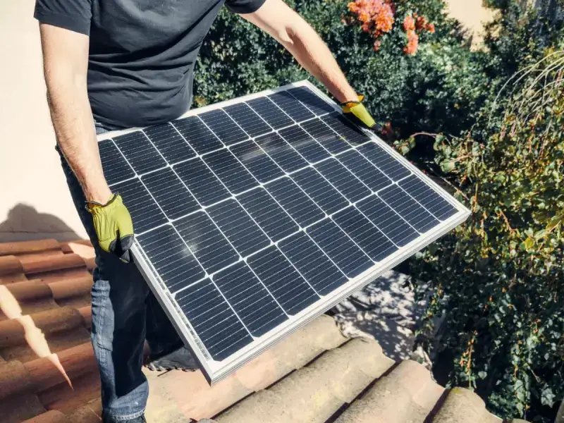 Solar panels on modern building